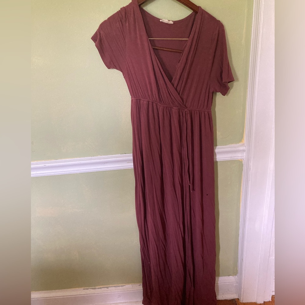 Size S Roolee burgundy surplice maxi dress - Picture 1 of 4